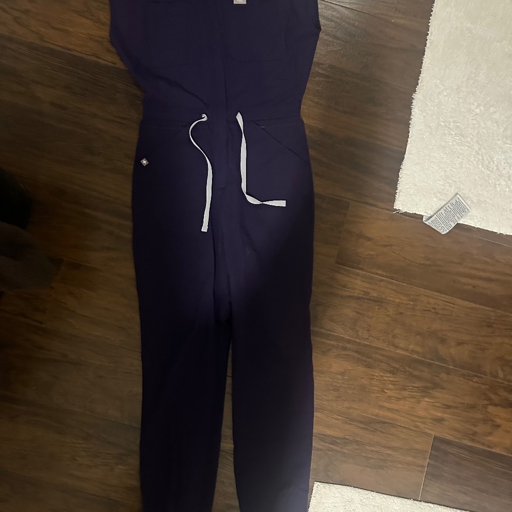 Figs Purple Jumpsuit with White Accents